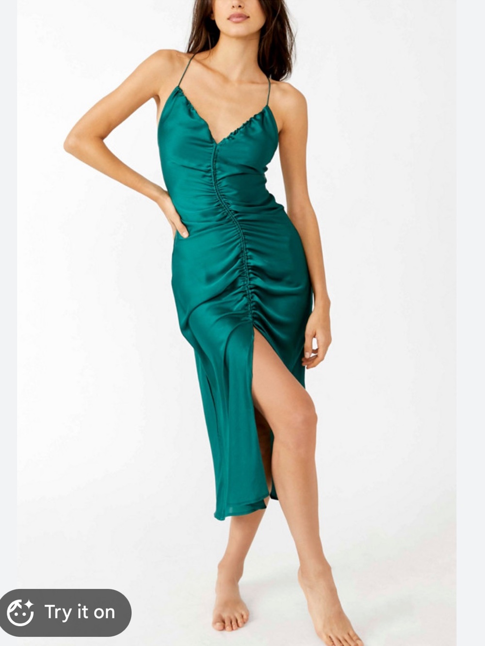 free people Elegant Teal Ruched Gown New without tags